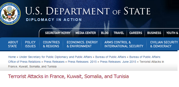 United States condemns terrorist attacks in France, Kuwait, Somalia and Tunisia