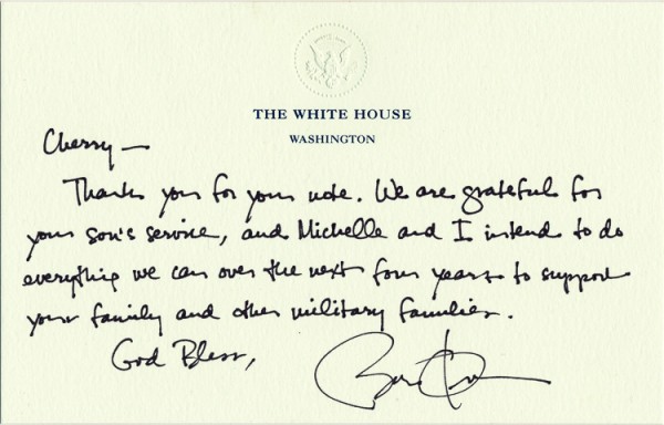 Mother of an injured soldier is selling a rare letter from President Obama to cover medical expenses