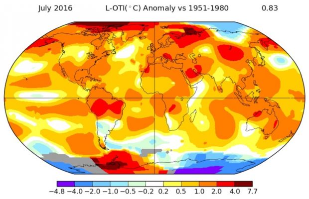 hottest month in the world was july 2016